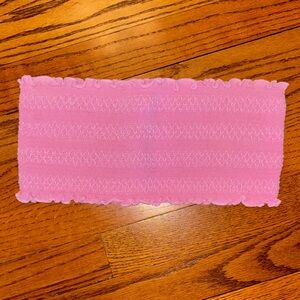 La Hearts Pink Smocked Tube Top with Ruffle Edge